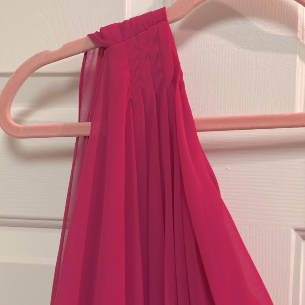 NWT Lauren by Ralph Lauren Women's Londie One-Shoulder Fuschia Dress Size 14 - Picture 6 of 12